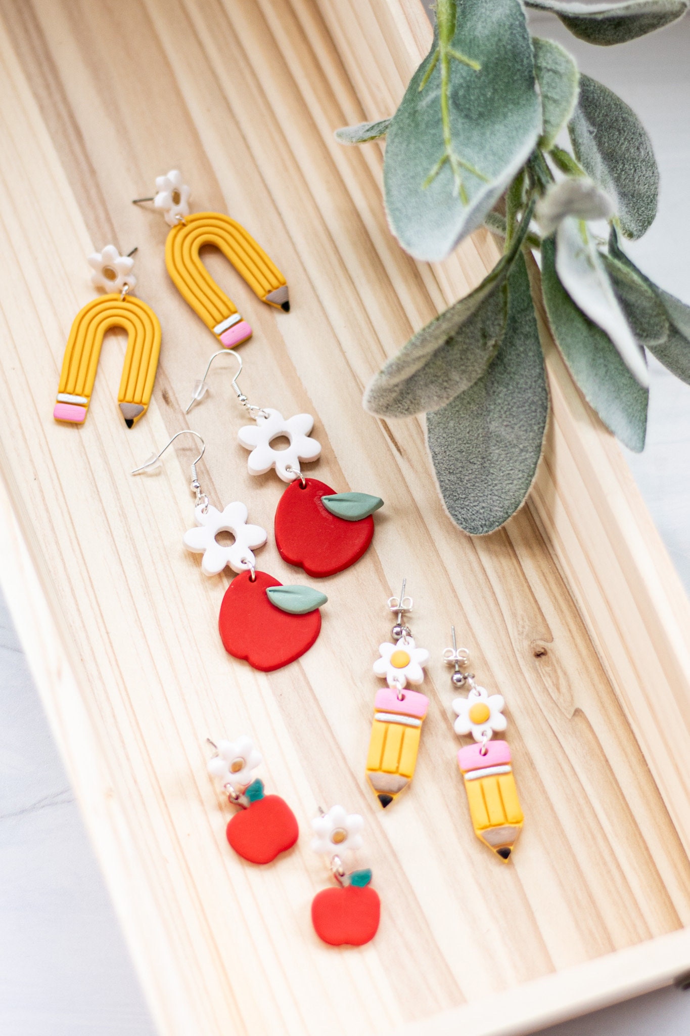 Flower Teacher Collection | Teacher Earrings | Polymer Clay Earrings | Earrings | Handmade | Hypoallergenic | Lightweight | Gift | Simple