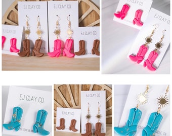 Cowboy Boots Earrings | Polymer Clay Earrings | Minimal Earrings | Handmade | Hypoallergenic | Lightweight | Gift | Simple
