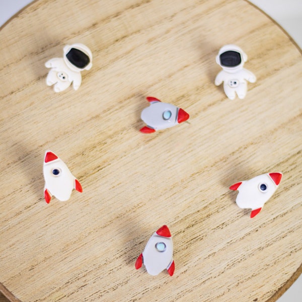 Astronaut Collection | Space Earrings | Polymer Clay Earrings | Minimal Earrings | Handmade | Hypoallergenic | Lightweight | Gift | Simple