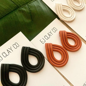 Modern Lines Clay Earrings | Polymer Clay Earrings | Minimal Earrings | Handmade | Hypoallergenic | Lightweight | Gift | Simple