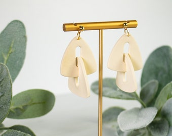 Ivory Chain Link Dangles | Polymer Clay Earrings | Minimal Earrings | Handmade | Hypoallergenic | Lightweight | Gift | Simple