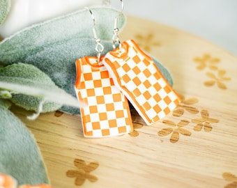 TN Checkered Basketball Jersey Earrings | TN Football | Polymer Clay Earrings | Handmade | Hypoallergenic | Lightweight | Gift