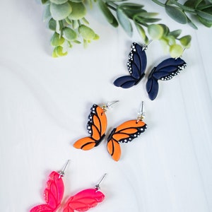 Handpainted Butterfly Dangles | Polymer Clay Earrings | Minimal Earrings | Handmade | Hypoallergenic | Lightweight | Gift | Simple