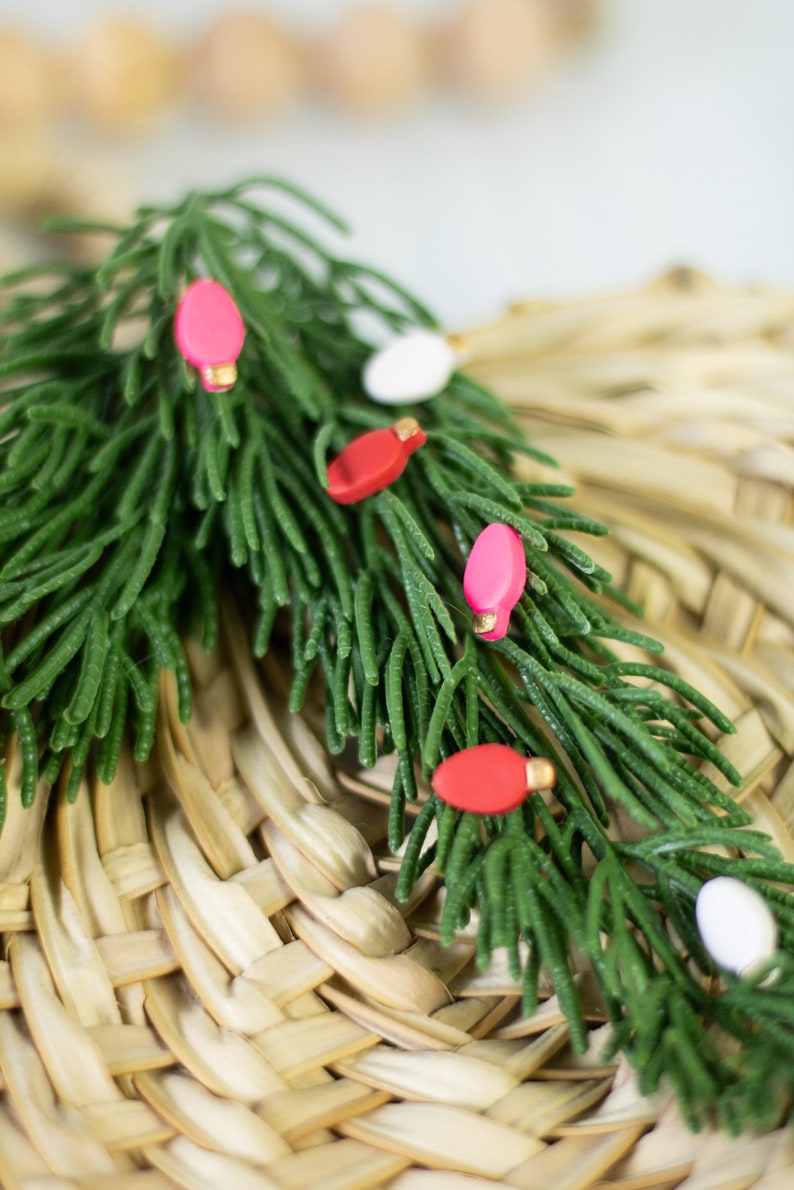 Mini Lightbulb Studs Christmas Earrings Polymer Clay Earrings Holiday Earrings Handmade Hypoallergenic Lightweight Gift image 1