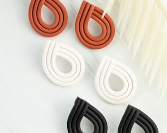 Modern Lines Clay Earrings | Polymer Clay Earrings | Minimal Earrings | Handmade | Hypoallergenic | Lightweight | Gift | Simple