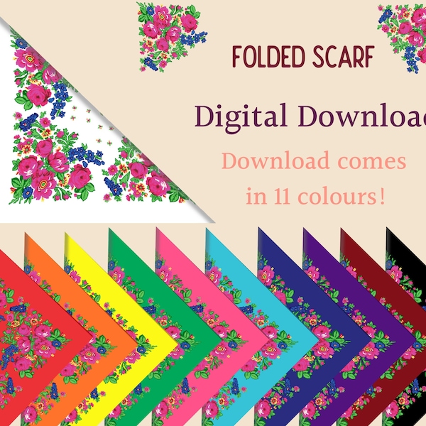 Floral Scarf Folded in Half Digital Illustration Package