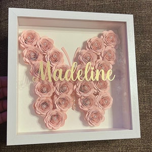 Custom Butterfly Shadow Box | Gift for Girls | Gift for Mother’s Day | Anniversary | Forever Roses