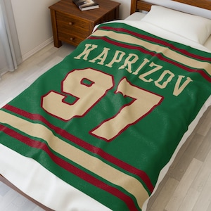 Manta polar inspirada en Minnesota Wild: diseño de número de jugador