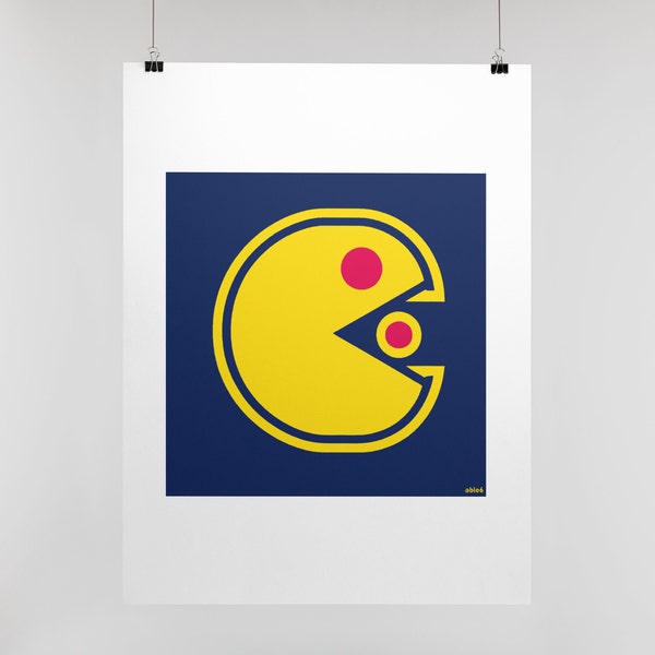 Retro Video Game Pac Man Art Print: Pacman, Arcade Decor