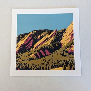 Boulder flatirons landscape artwork, Colorado mountains sunset wall art print custom, Boulder CO nature flatirons decor