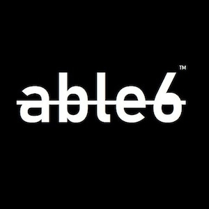 May include: A white logo on a black background with the text "able6" and a trademark symbol.