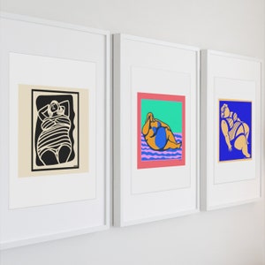 Curvy Girl Woman Body Positive Art Prints – Plus Size Art - Fat Art - Modern Wall Art Prints - Mid Century Modern Original Art - UNFRAMED