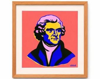 Thomas Jefferson Portrait | Founding Father Art Print, American History - 12 x 12 inches