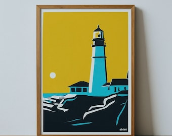 Portland Head Light Art Print: Maine Coastal Nautical Decor (11 x 14 inches)