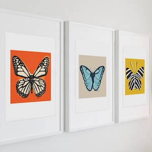 Monarch butterfly watercolor wall decor, Handmade monarch butterfly art prints for nursery, Large orange & black monarch butterfly canvas