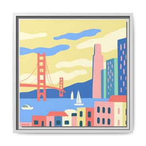 San Francisco California canvas wall art, SF Bay Area cityscape canvas print, Golden Gate San Francisco canvas decor