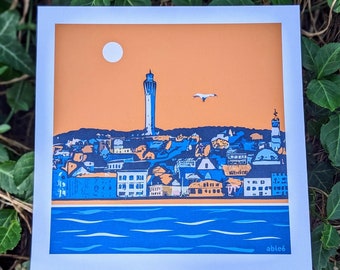 Provincetown Skyline Art Print: Cape Cod Coastal Wall Art