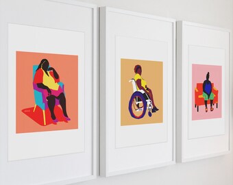 African American Body Positive Art Prints - Curvy Black Women - Disability Art by able6