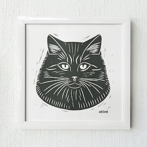 Herb the Fat Cat Art Print: Minimalist Black and White Artwork