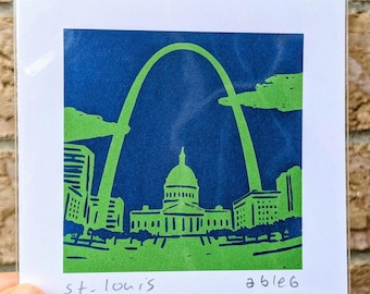 St. Louis Mini Skyline Art Print: Gateway Arch, 4x4 UNFRAMED