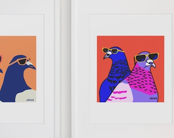 Pigeon Pals, An Art Print Gift For Your Dorky BFF UNFRAMED by able6