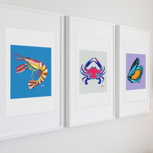 Seafood Lover Art Print: Shrimp, Crab, Mussel