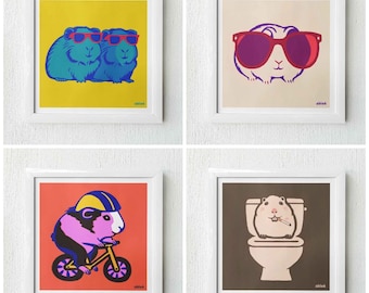 Funny Guinea Pig Art Print – Pet Humor Wall Decor, 12 x 12 inches