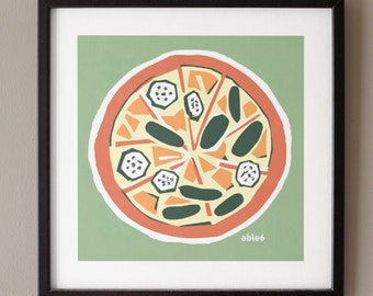 Pickle Pizza Art Print Artwork, Gift For Pickle Pizza Lover, Limited Edition Giclee Fine Art by able6