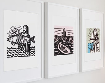 Loaves and Fishes Art Print: Minimalist Biblical Wall Art