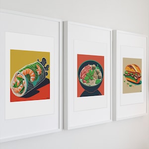 Vietnamese Food Art Prints - Summer Roll, Pho, Banh Mi Artwork - Vietnamese Food Decor Illustration by able6