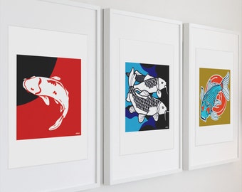 Japanese Koi Art Print: Minimalist Watercolor Fish for Feng Shui