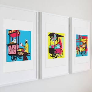 Indian Street Food Vendor Art Prints - Desi Art - Foodie Prints - India Wall Art by able6
