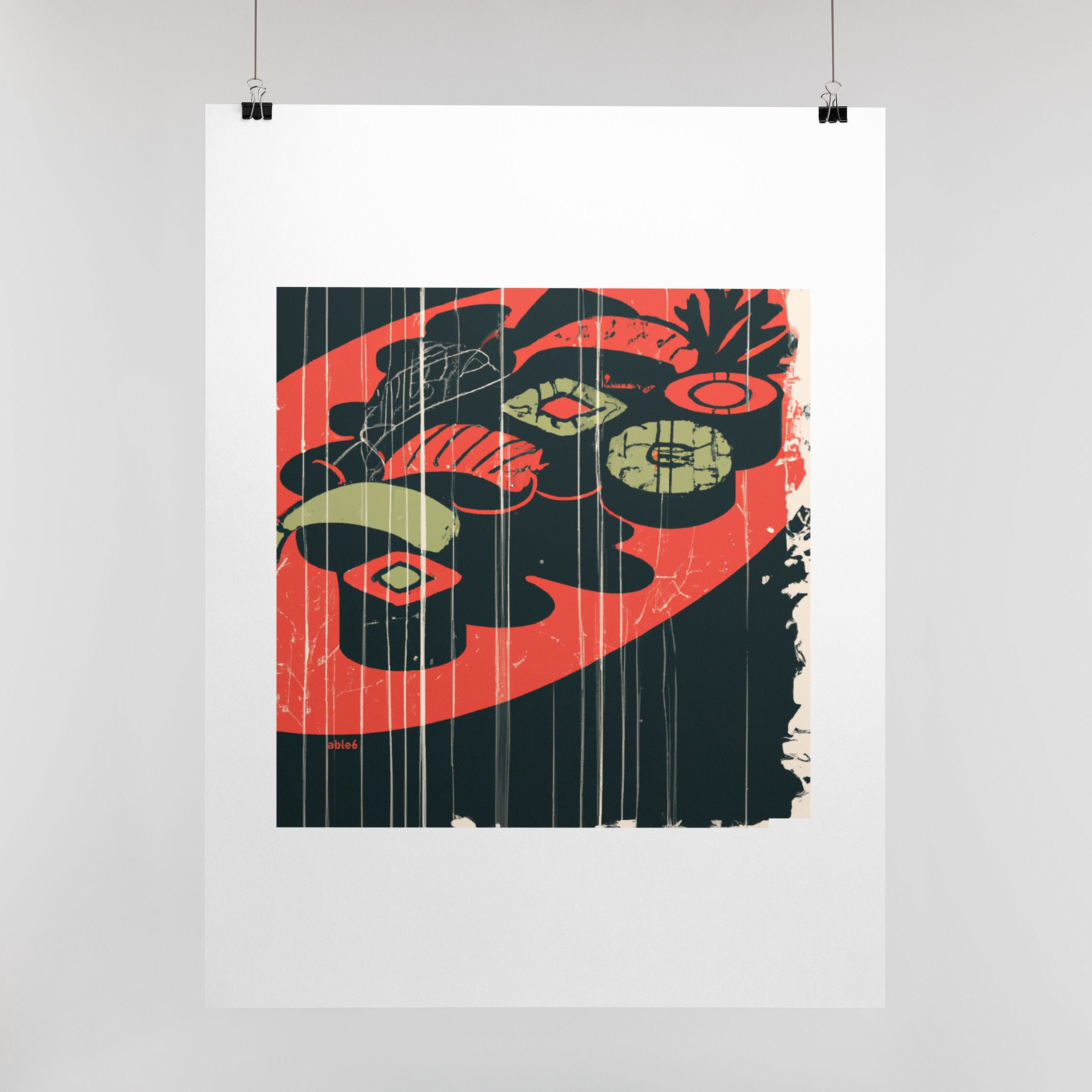 Poster divertente di sushi di pecora, umorismo giapponese, cucina, stanza, catering, consegna, uffic