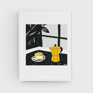 Minimalist moka pot art print, Modern espresso coffee wall decor,  Vintage moka pot illustration, Italian coffee art print - NOT FRAMED