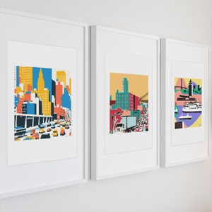 The 5 Boroughs,  Manhattan, Brooklyn, Queens, the Bronx, and Staten Island Limited Edition Art Prints by able6