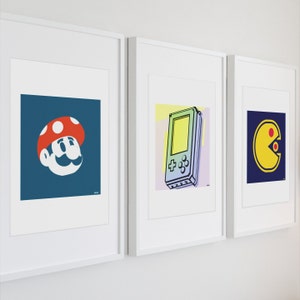 Video Game Art Poster – Game Room Decor by able6 – Super Mario Nintendo Gamer Art – Arcade Wall Art – Gameboy – Pacman - Retro Game Geek Art