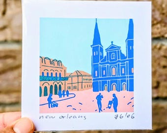 New Orleans Mini 4x4 Konsttryck - Liten NOLA Väggdekoration