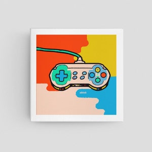 Impressão de arte de controle de videogame retrô: decoração de quarto de jogador