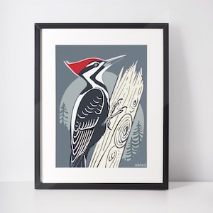 Pileated Woodpecker Art Print: Forest Wildlife Illustration