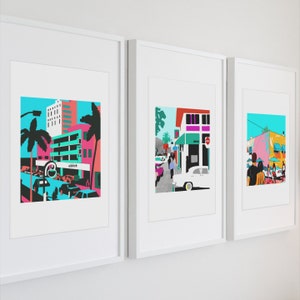 Miami Neighborhoods, South Beach, Lil Havana, Downtown, Brickell, Coral Gables, Lil Haiti, Wynwood  Limited Edition Art Prints by able6