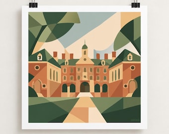 William & Mary Print, Wren Building Art, Williamsburg Virginia
