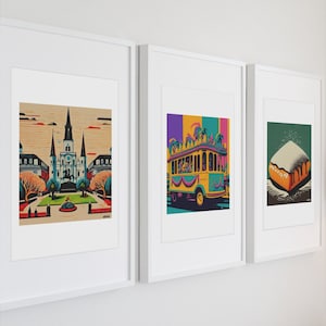 New Orleans Art Print Original - St. Louis Cathedral - Jackson Square Artwork - Mardi Gras Float Art - Beignets New Orleans Art