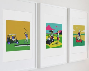 Ducks Golfing Art Print - Artwork Gift For Golfer - Funny Golf Art - Humorous Duck Art by able6