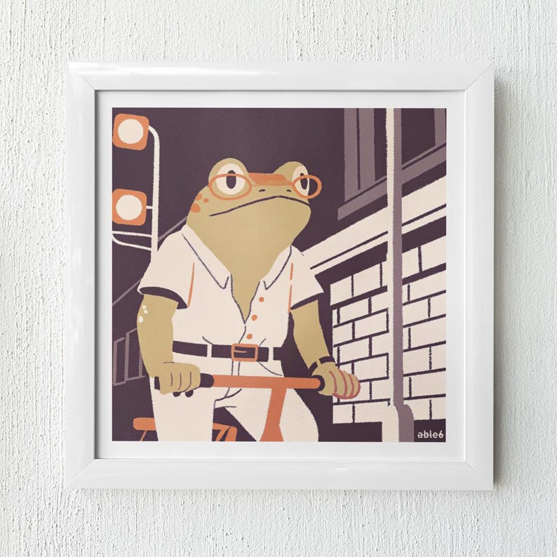 indie frog cycling print