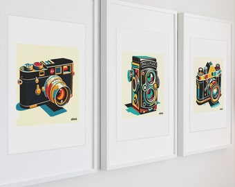 Vintage Camera Art - Old Camera Artwork - Leica, Rolleiflex, Kine, Cannon, Polaroid Art Print able6