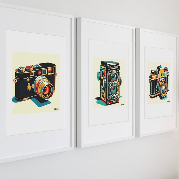 Vintage Camera Art - Old Camera Artwork - Antique Leica, Rolleiflex, Kine, Cannon, Polaroid Art Print able6