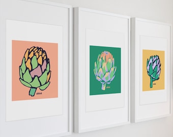 Artichoke Art Print: Colorful Kitchen Wall Decor