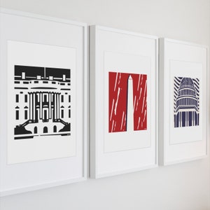 Washington DC Minimalist Wall Art Prints by able6 - Monument, Landmarks, Sights - City Print - White House, US Capitol Building
