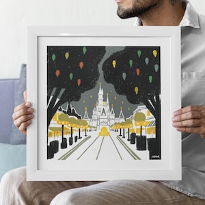Dark Disney by able6, Disneyland Art, Anaheim Wall Art,  Minimalist Disney, Disneyland Gift, Disneyland Castle Poster, 12 x 12 in - UNFRAMED