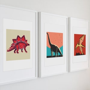 Dinosaur Art Print Artwork - Dinosaur Kid Room - Dinosaur Art For Nursery – Dinosaur Gifts - Stegosaurus Brontosaurus Pterodactyl Poster